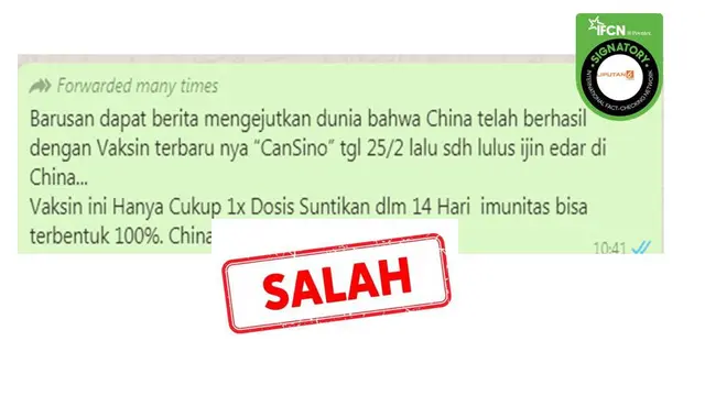 Cek fakta vaksin covid-19 buatan CanSino