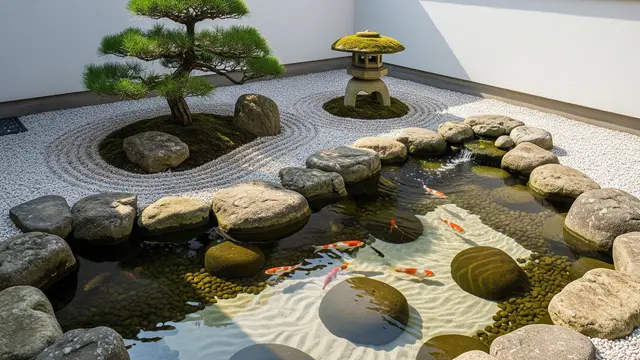 Inspirasi Kolam Ikan Dangkal ala Jepang untuk Halaman Rumah Kecil/Foto: AI Generated