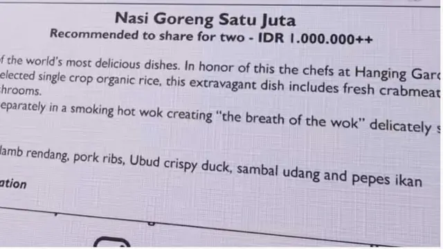 Nasi Goreng Sultan Sepiring Seharga Rp1 Juta, Apa Istimewanya?