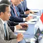 Selain itu, Jokowi dan PM Kishida juga membahas mengenai perdagangan Indonesia-Jepang. Menurut Jokowi, Indonesia telah memberikan fleksibilitas untuk produk pertanian dari Fukushima. (JAPAN POOL/JIJI PRESS)