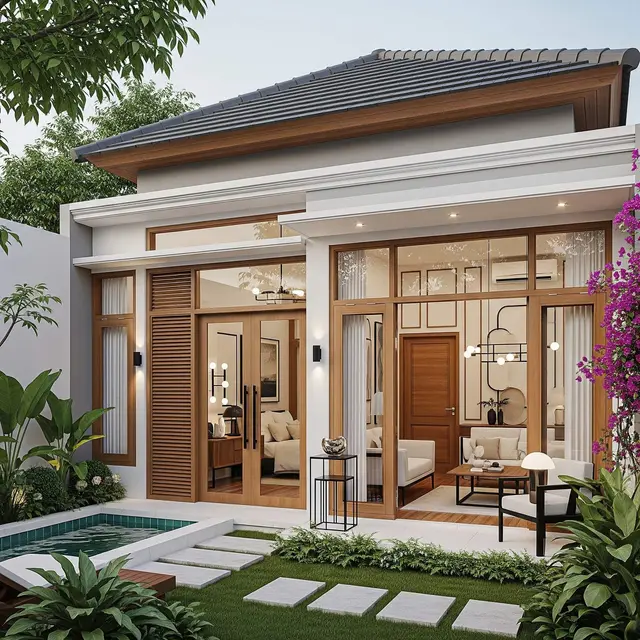 Rumah Mungil Estetik dengan Sentuhan Tropis Modern