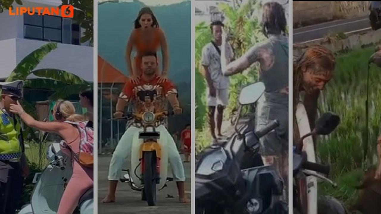 Banner Infografis Larangan Turis Asing Pakai Sepeda Motor Sewaan di Bali. (Kolase Foto: Dok. Polda Bali/TikTok @sparta_rentalmotor/IG @sergey_kosenko/IG @infobadung/Liputan6.com/Trieyasni)