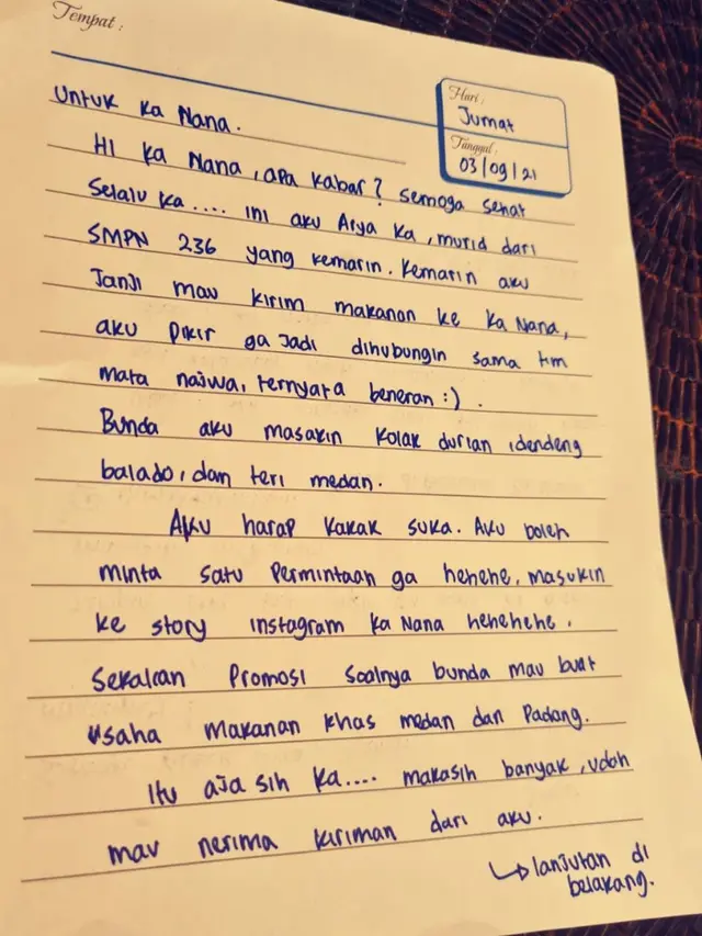 Siswa ini Berikan Surat Cinta dan Masakan Rumahan untuk Najwa Shihab, Alasannya Bikin Haru