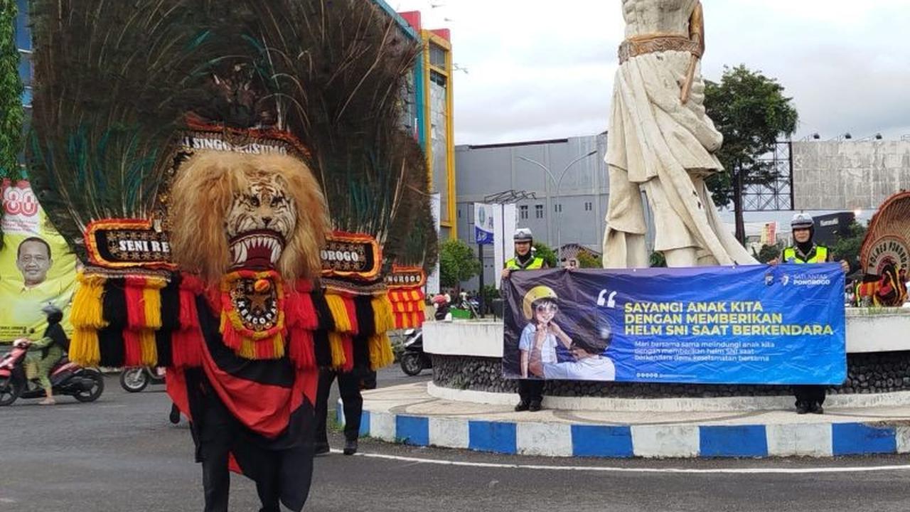 Polres Ponorogo Libatkan Reog untuk Sosialisasi Tertib Lalu Lintas, Sasar Pelajar
