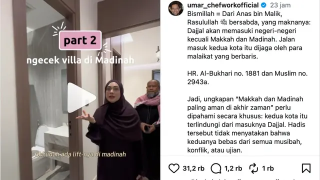 Foto villa Celine Evangelista di Madinah (Instagram/@umar_chefworkofficial)