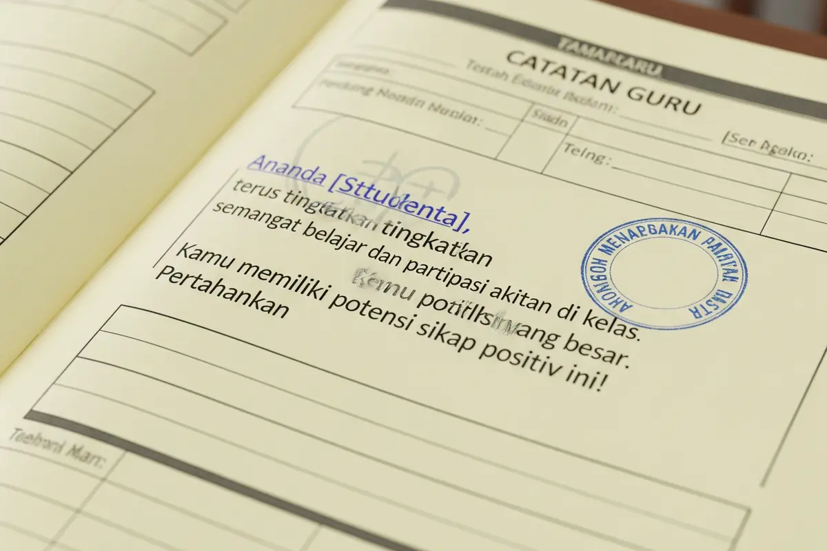 Contoh Catatan Wali Kelas.
