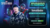 Main bareng Spider-Man: Miles Morales bersama Sonalibaba, Selasa (1/12/2020) pukul 19.00 WIB dapat disaksikan melalui platform streaming Vidio, laman Bola.com, dan Bola.net. (Sumber: Vidio)
