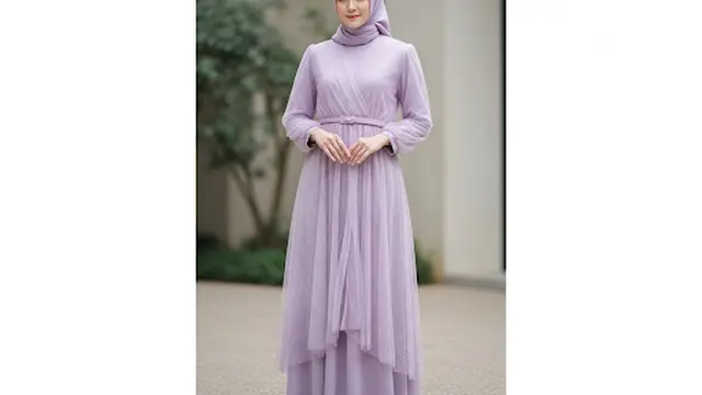 Dress Chiffon Tile Kerut Pinggang