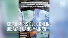 Seorang ojek online membagikan pengalamannya saat dibayar penumpang dengan uang mainan.