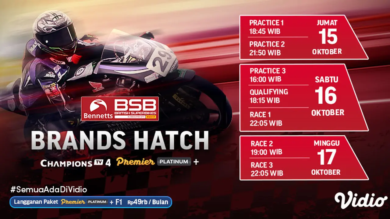 Jadwal dan Live Streaming British Superbike 2021 di Vidio Akhir Pekan Ini