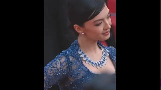 Raline Shah Gebrak Karpet Merah Festival Film Cannes 2023 dengan Kebaya Biru dan Batik
