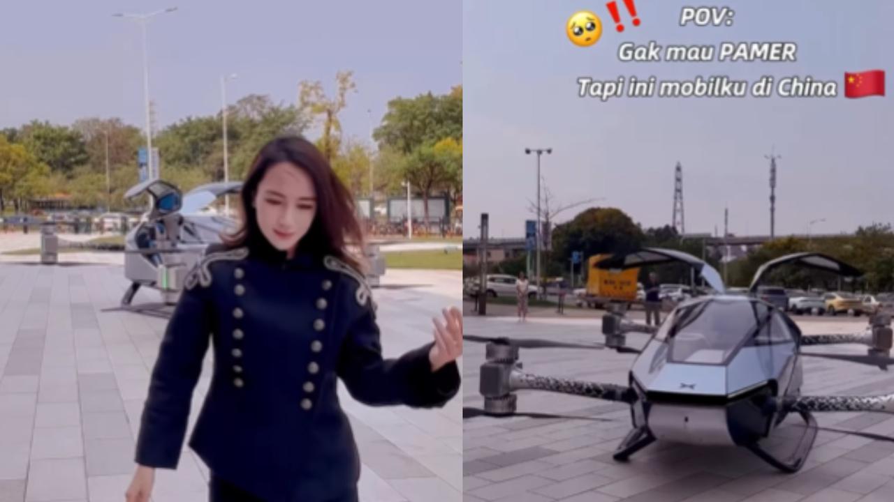 Perempuan Cantik Asal Indonesia Pamer Naik Mobil Terbang di China, Aksinya Langsung jadi Sorotan