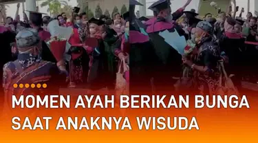 Sebuah aksi seorang ayah berlari berikan bunga untuk anaknya saat wisuda mengundang perhatian.