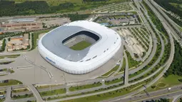 Pembangunan Football Arena Munich dimulai pada 21 Oktober 2002 dan resmi dibuka pada 30 Mei 2005 setelah menghabiskan biaya 340 juta euro. (AFP/Christof Stache)