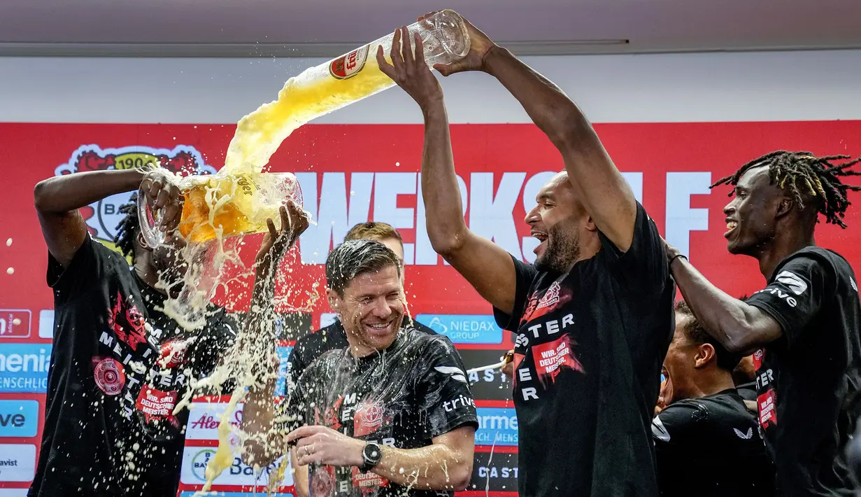 Jika ditilik ke belakang, Xabi hanya memerlukan 18 bulan 557 hari untuk membawa Bayer Leverkusen juara. (AP Photo/Martin Meissner)