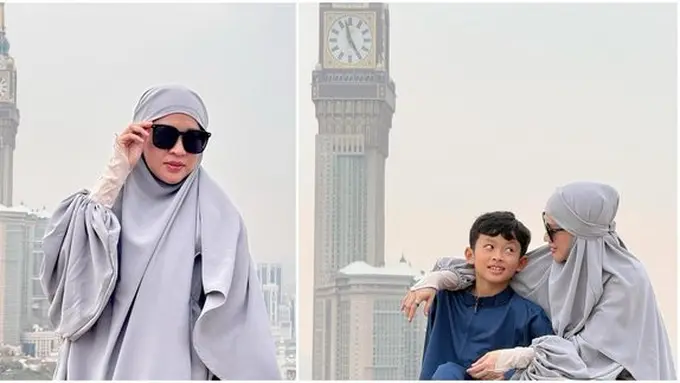 Momen kebersamaan Okie Agustina dan si bungsu di Tanah Suci. (credit: instagram.com/okieagustina_)