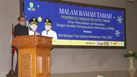 Wakil Bupati Kutai Timur Kasmidi Bulang di acara Malam Ramah Tamah Pemerintah Kabupaten Kutai Timur, Dinas Perpustakaan dan Kearsipan (DKP) dengan Gerakan Masyarakat Minat Baca (GMMB) bersama rombongan Tour Library Kaltim 2023