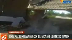 Di tengah aktifitas longsor di lereng Gunung Rinjani, warga panik berlarian mencari tempat aman.