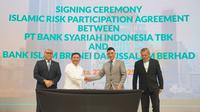 PT Bank Syariah Indonesia Tbk (BSI) dan Bank Islam Brunei Darussalam (BIBD) menandatangani perjanjian Islamic Risk Participation, yang menandai langkah signifikan dalam kerja sama untuk mengembangkan transaksi global antara kedua bank syariah. Dok BSI
