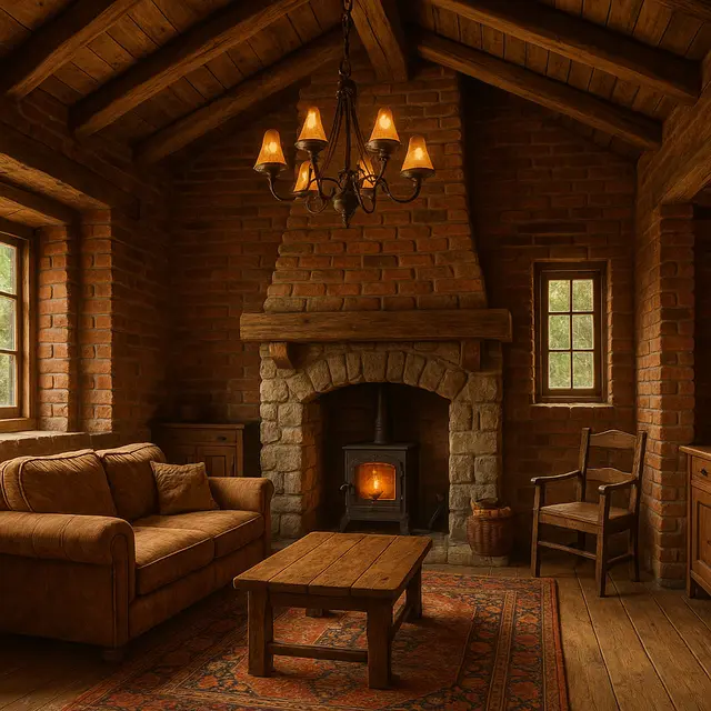 Rumah Estetik dengan Dinding Batu Bata Merah (Image by ChatGPT)