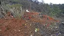 Tim penyelamat melakukan operasi pencarian di lokasi kecelakaan pesawat di Kabupaten Tengxian di Daerah Otonomi Guangxi Zhuang, China selatan (22/3/2022).Tim penyelidikan telah menemukan puing-puing badan pesawat namun tidak menemukan adanya korban para penumpang pesawat. (Zhou Hua/Xinhua via AP)