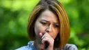 Yulia Skripal, putri mantan agen ganda Rusia Sergei Skripal selama wawancara kepada media untuk pertama kali di London, 23 Mei 2018. Yulia mengatakan pengobatan yang diterima ia dan ayahnya menyakitkan dan membuat depresi. (Dylan Martinez/Pool/AFP)