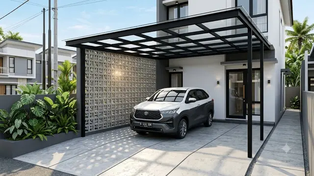 Inspirasi Carport 3x6 Meter dengan Roster Beton