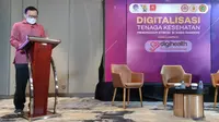 Dir. Ekonomi Digital Kemkominfo, I Nyoman Adhiarna, saat memperkenalkan platform Digihealth.id dalam webinar 'Sosialisasi Platform Digihealth: Digitalisasi Tenaga Kesehatan' pada Minggu (10/10/2021). Dok: Digihealth.id