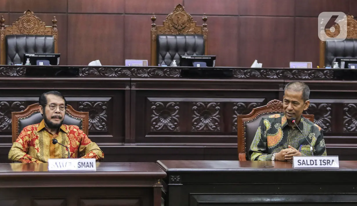 Sembilan hakim konstitusi termasuk Anwar Usman hadir dalam rapat tersebut. (Liputan6.com/Angga Yuniar)