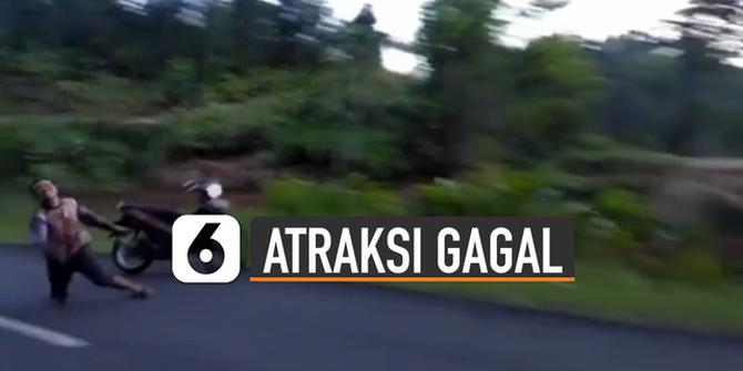 VIDEO: Ngilu, Pemotor Berniat Atraksi Namun Endingnya Tidak Sesuai Ekspektasi