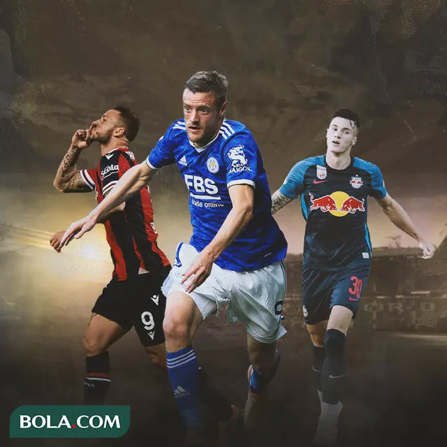 Ilustrasi - Marko Arnautovic, Jamie Vardy, Benjamin Sesko