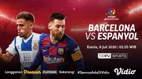 Laga Barcelona versus Espanyol bisa disaksikan di aplikasi dan situs streaming Vidio. (Sumber: Vidio)