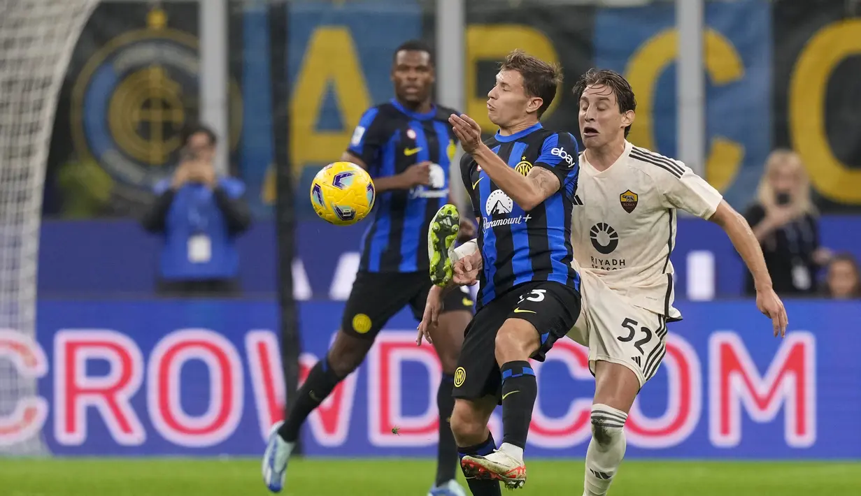 Inter yang tampil dominan sepanjang laga harus menunggu hingga menit ke-81 untuk menciptakan gol kemenangan mereka. (AP Photo/Antonio Calanni)