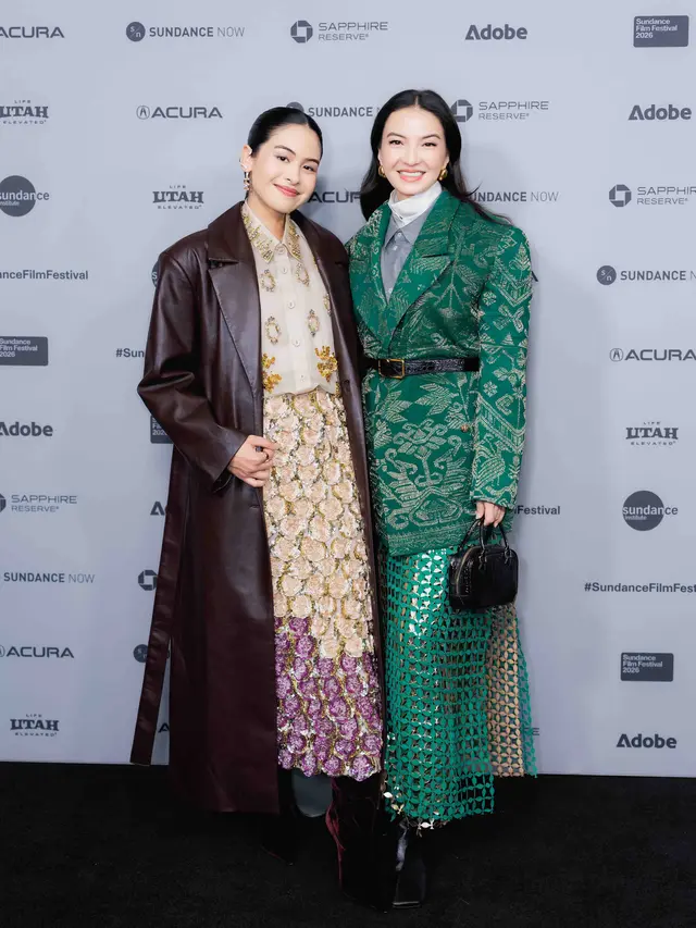 Gaya Layering Raline Shah Kenakan Busana Bernuansa Etnik dari Sapto Djojokartiko di Sundance Film Festival 2026
