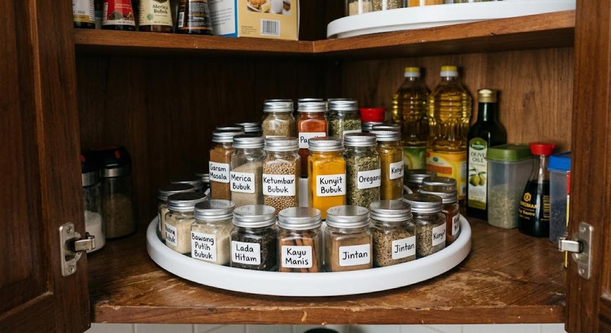 Menyimpan Bumbu Dapur Agar Tidak Mudah Tumpah di Lemari