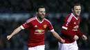 Ekspresi Juan Mata setelah mencetak gol ketiga Manchester United ke gawang Derby County dalam laga putaran keempat Piala FA, di Stadion Pride Park, Sabtu (30/1/2016) dini hari WIB. (Reuters/Eddie Keogh)