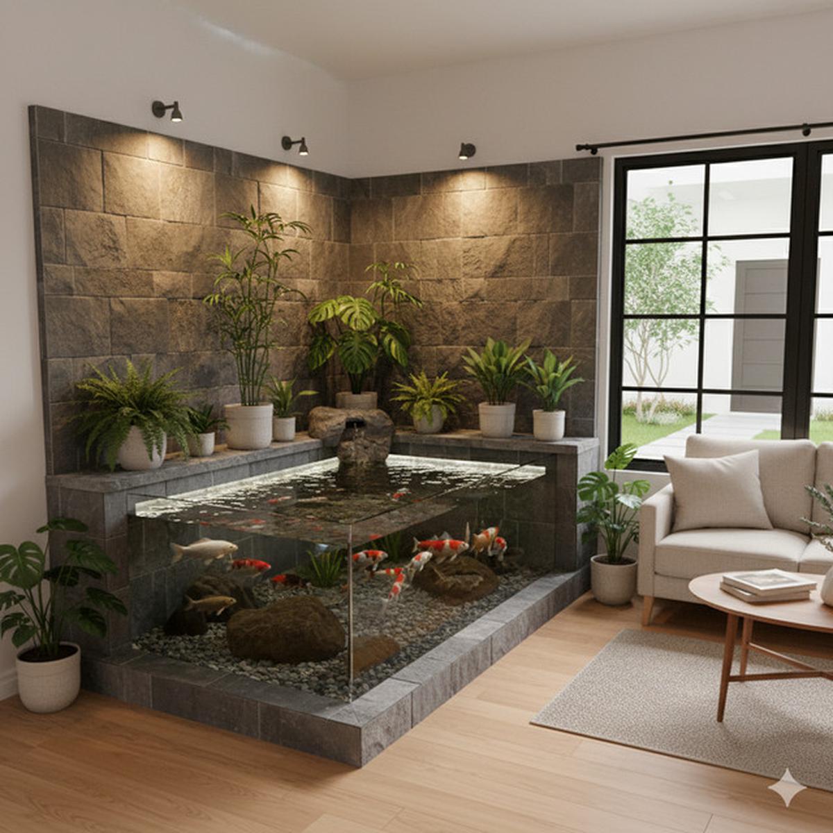 7 Desain Rumah Kecil dengan Kolam Koi Indoor yang Tidak Makan Banyak Tempat