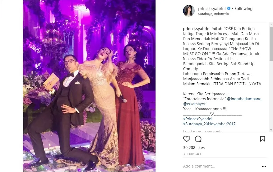 Syahrini tampil kocak dengan Indra Herlambang dan Ersa Mayori (Foto: Instagram)