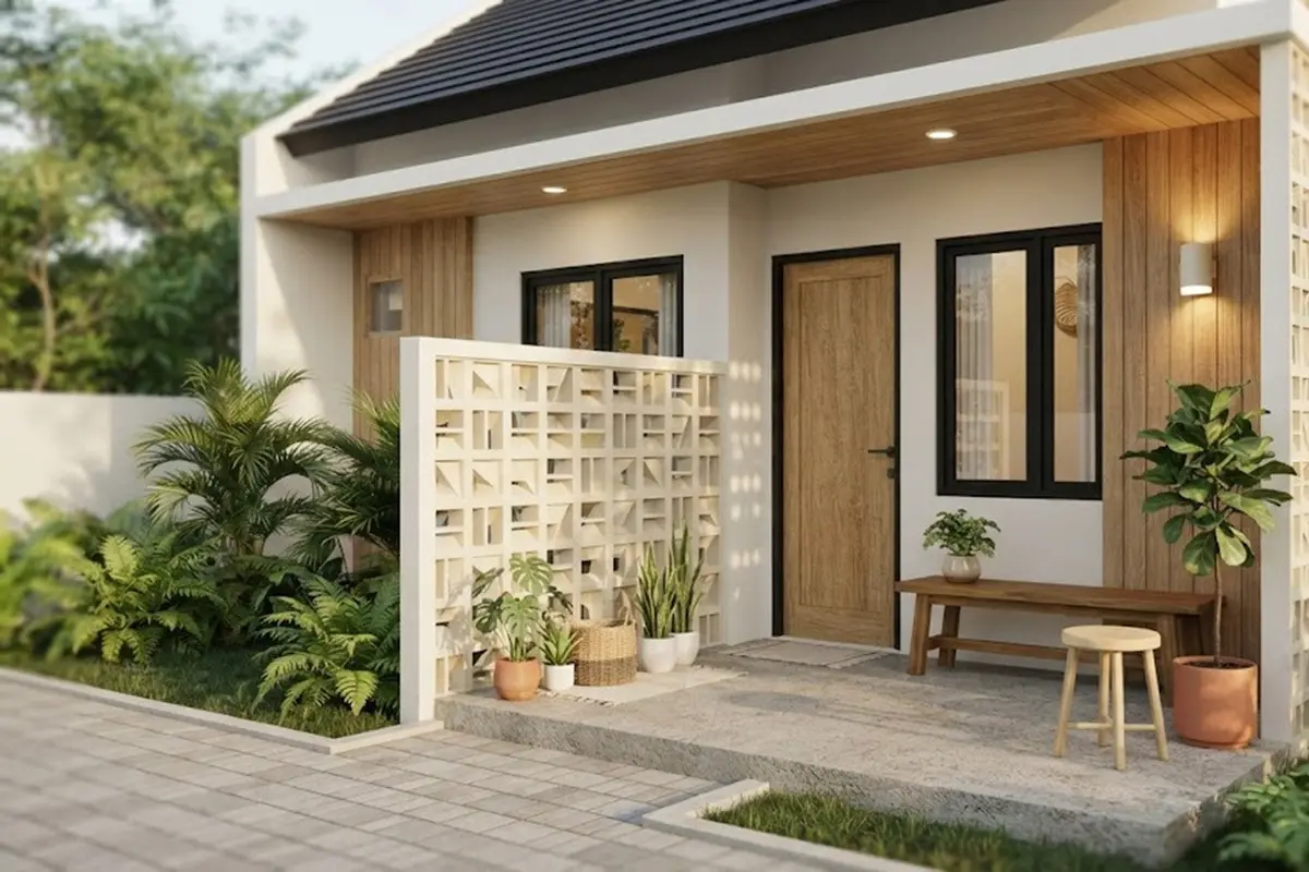 Desain Teras dengan Sekat Roster Setengah Badan