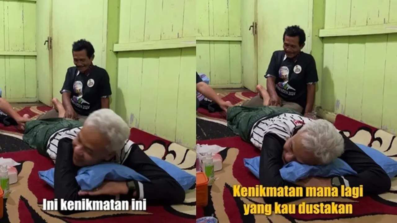 Ekspresi Ganjar Pranowo Saat Asyik Dipijat: Nikmat Mana Lagi yang Kau Dustakan