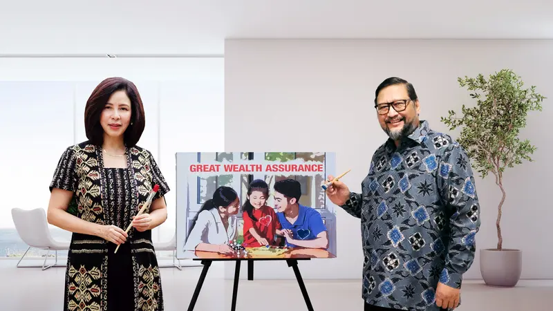 Direktur Bancassurance Great Eastern Life Indonesia Nina Ong dan Presiden Direktur PT Bank Mestika Dharma Tbk Achmad S Kartasasmita dalam  Konferensi Pers Peluncuran Produk Great Wealth Assurance, Rabu (23/3/2022).