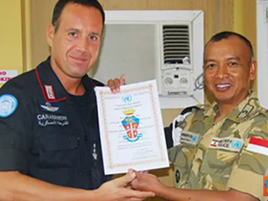 Citizen6, Lebanon: Letnan Kolonel Cpm Ida Bagus Rahwan Diputra, mengatakan, ini adalah bentuk apresiasi dan penghargaan yang diberikan oleh FPM Head Quarters UNIFIL seluruh anggota Kontingen Garuda/SEMPU. (Pengirim: Badarudin Bakri)