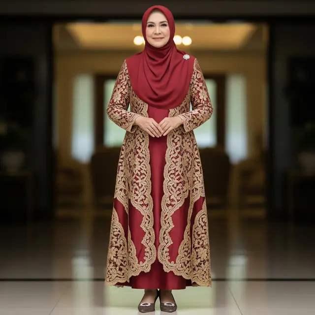 Model Gamis Brokat untuk Usia 50 Tahun ke Atas