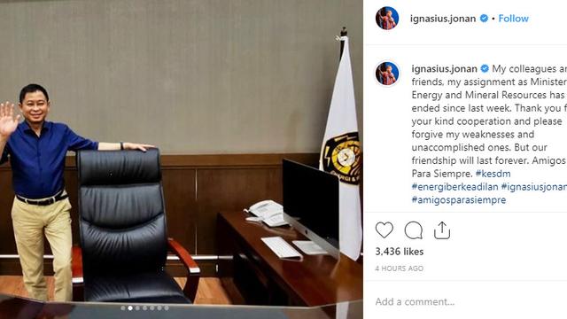 Ignasius Jonan pamit dari kantor. Foto: Instagram @ignasius.jonan