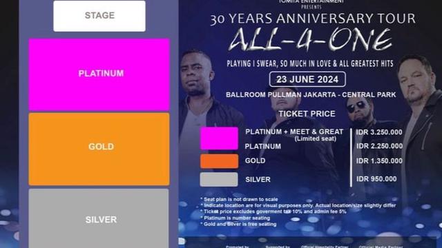 Seatplan konser All-4-One 30 Years Anniversary Tour. (Tomita Enterntainment)