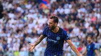 Selebrasi pemain&nbsp;Inter Milan, Hakan Calhanoglu, dalam laga Serie A antara Juventus vs Inter Milan, 13 September 2025 (Instagram @inter)