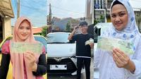 Foto-foto pemenang dengan hadiah mobil dan surat-surat resmi