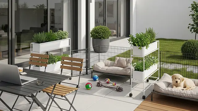Desain Teras Belakang Minimalis dengan Taman Hewan Mini (Image by Gemini AI)