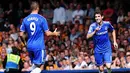Oscar Bawa Unggul Chelsea Atas Hull City pada laga Liga Premier Inggris antara Chelsea dan Hull City di Stadion Stamford Bridge , Minggu (18 Agustus 2013) (AFP/Carl Court)
