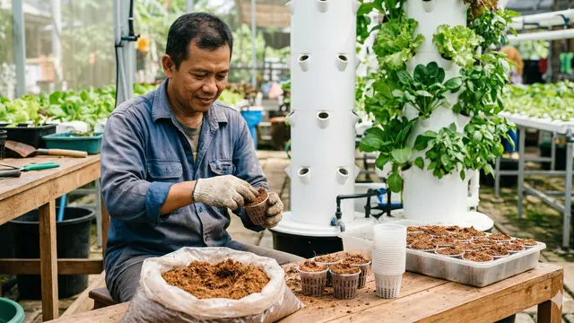 Cara Membuat Hidroponik Tower (Foto: Gemini AI)